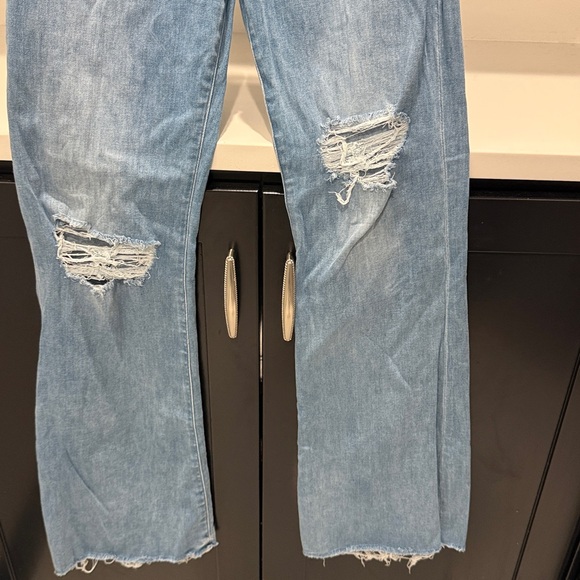 Express Light Blue Distressed Flare Jeans. Size 6R - Picture 4 of 7